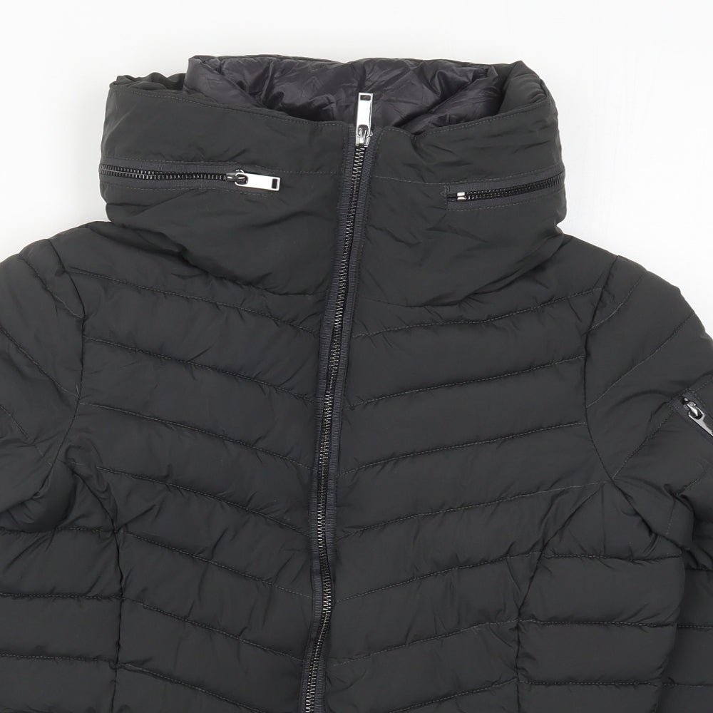 Mint Velvet Womens Grey   Quilted Coat Size XS  Zip