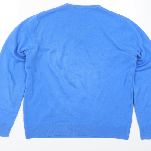 Marks and Spencer Mens Blue V-Neck  Acrylic Pullover Jumper Size M
