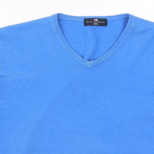 Marks and Spencer Mens Blue V-Neck  Acrylic Pullover Jumper Size M