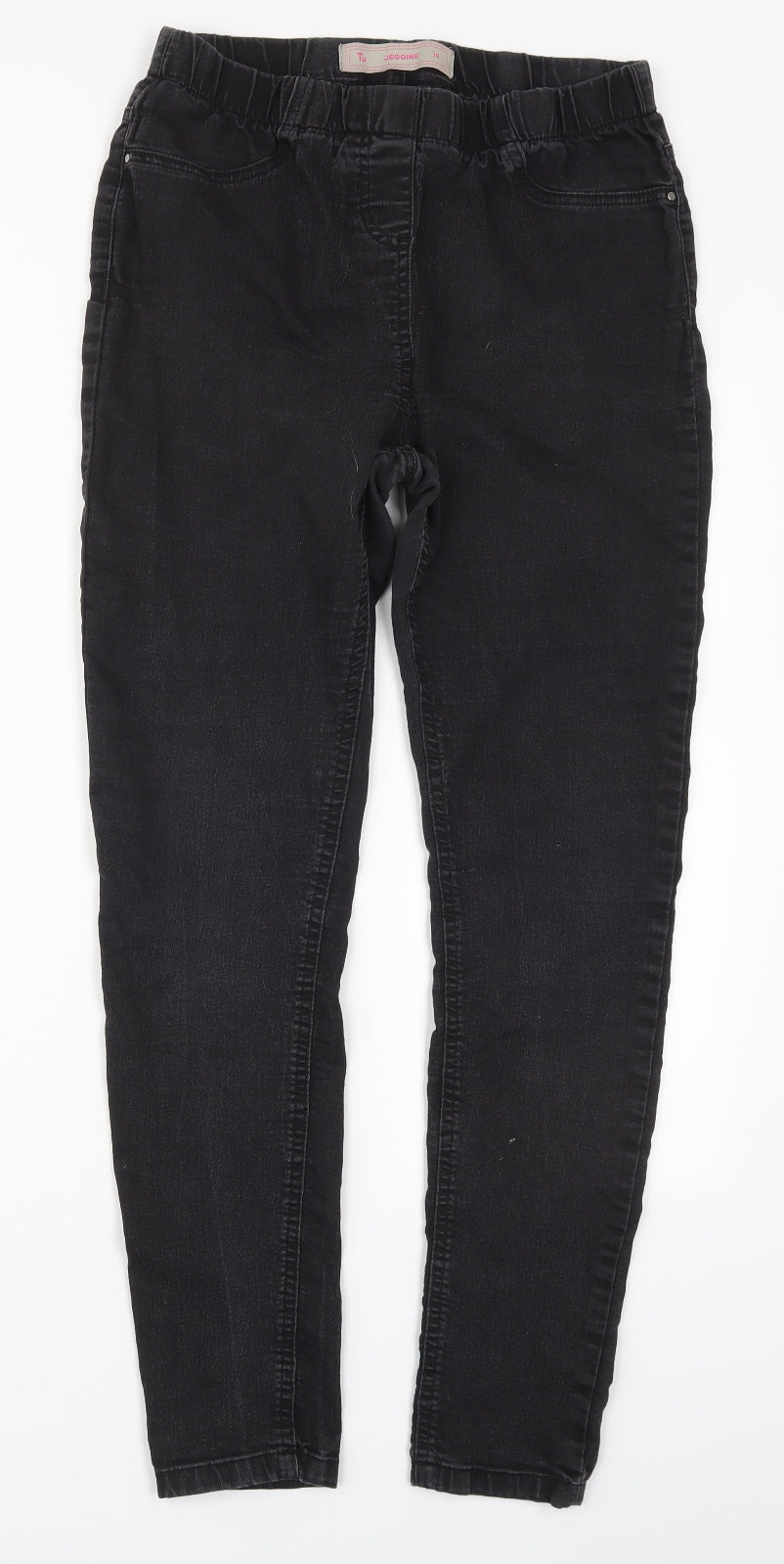 TU Womens Black  Cotton Jegging Jeans Size 14 L29 in Regular