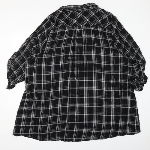 Yours Womens Black Check Viscose Basic Blouse Size 30 Collared