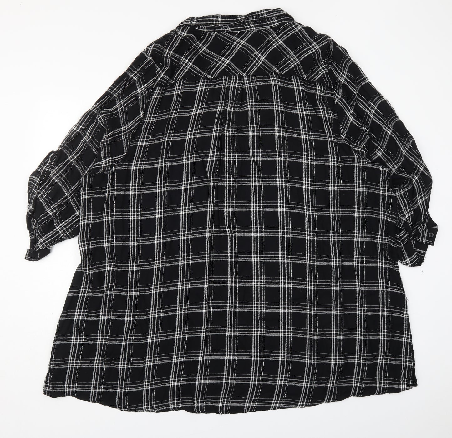 Yours Womens Black Check Viscose Basic Blouse Size 30 Collared