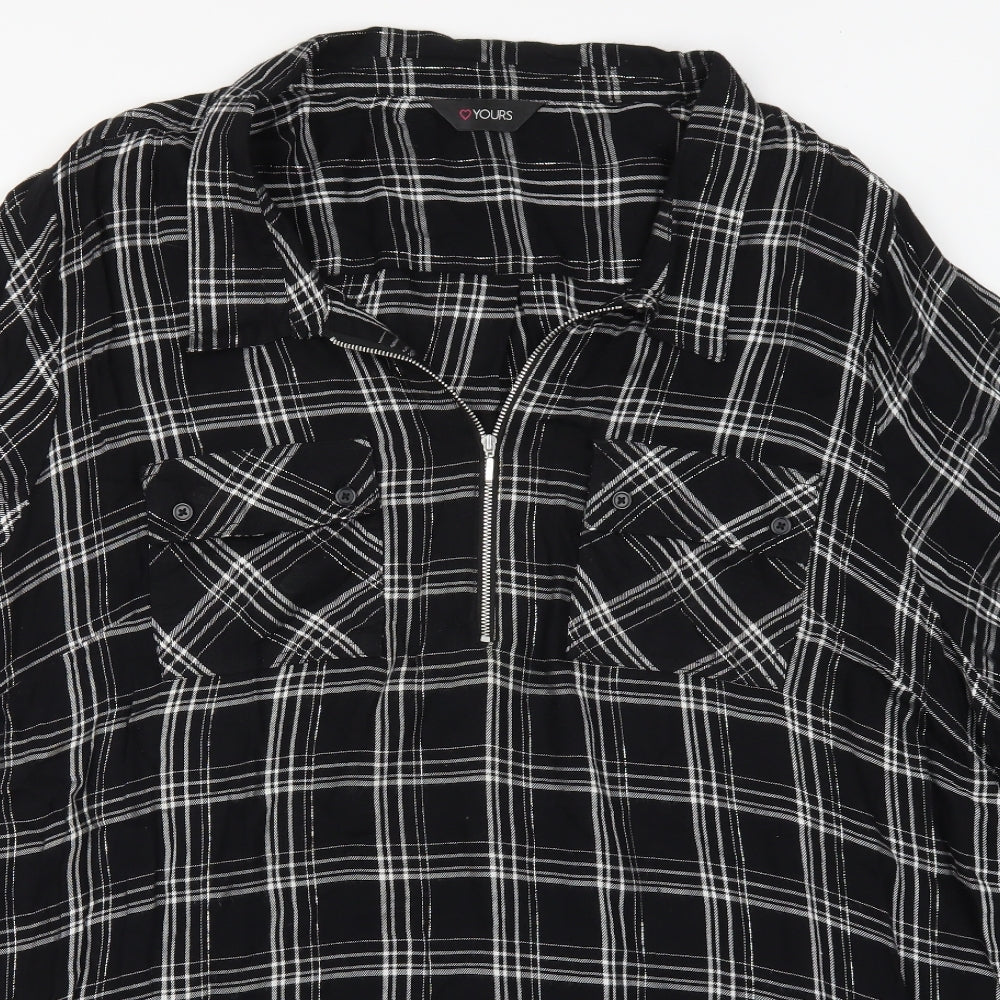 Yours Womens Black Check Viscose Basic Blouse Size 30 Collared