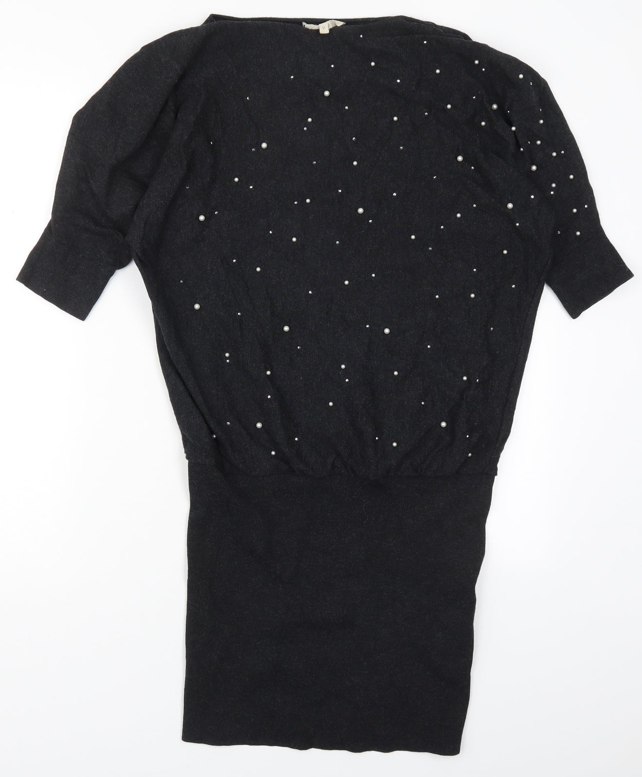 Phase Eight Womens Grey  Viscose Jumper Dress  Size 8  Round Neck Pullover
