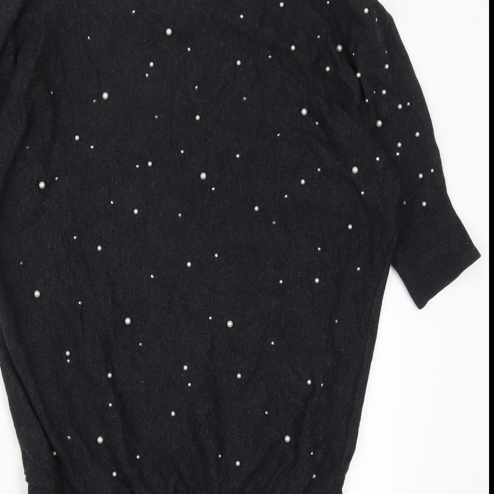 Phase Eight Womens Grey  Viscose Jumper Dress  Size 8  Round Neck Pullover