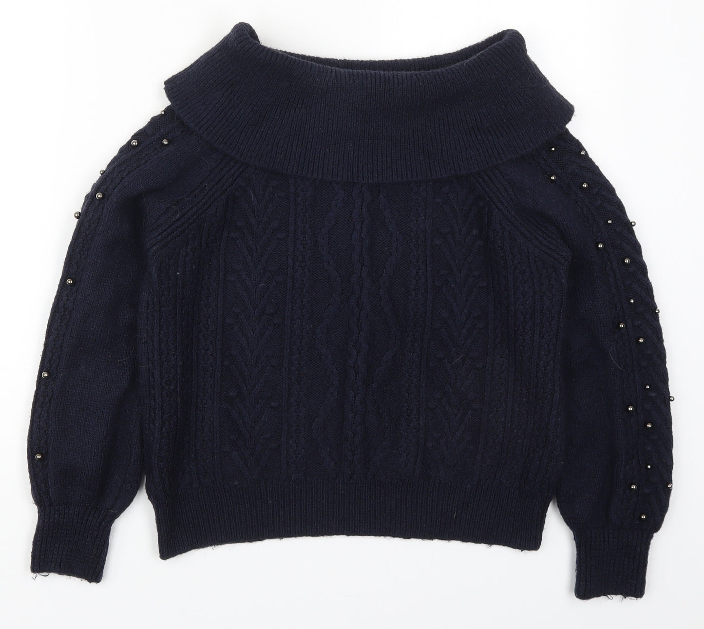 NEXT Womens Blue Roll Neck  Nylon Pullover Jumper Size XS