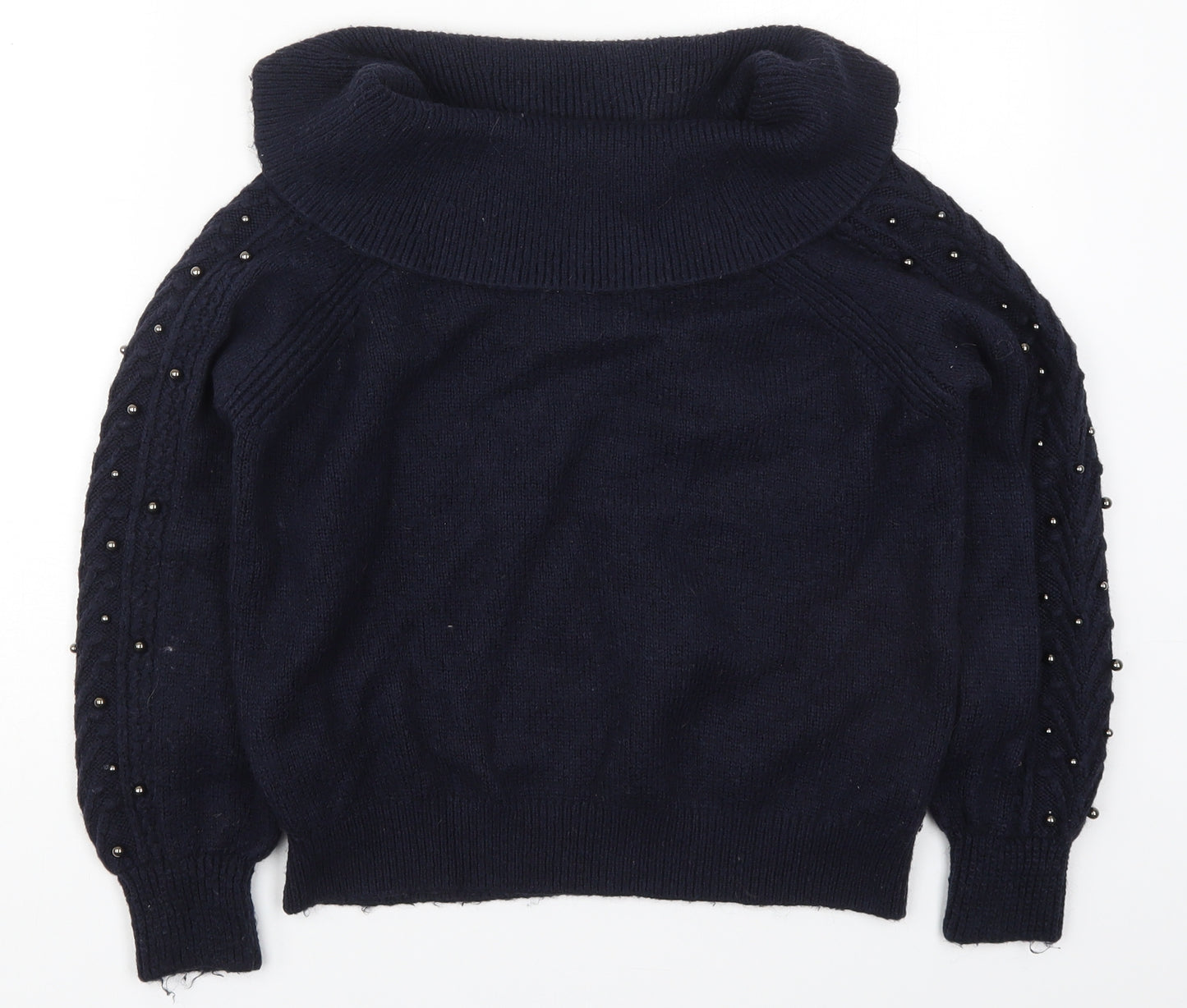NEXT Womens Blue Roll Neck  Nylon Pullover Jumper Size XS
