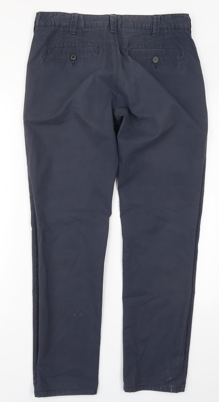 Matalan Mens Blue  Cotton Chino Trousers Size 32 L31 in Regular Button