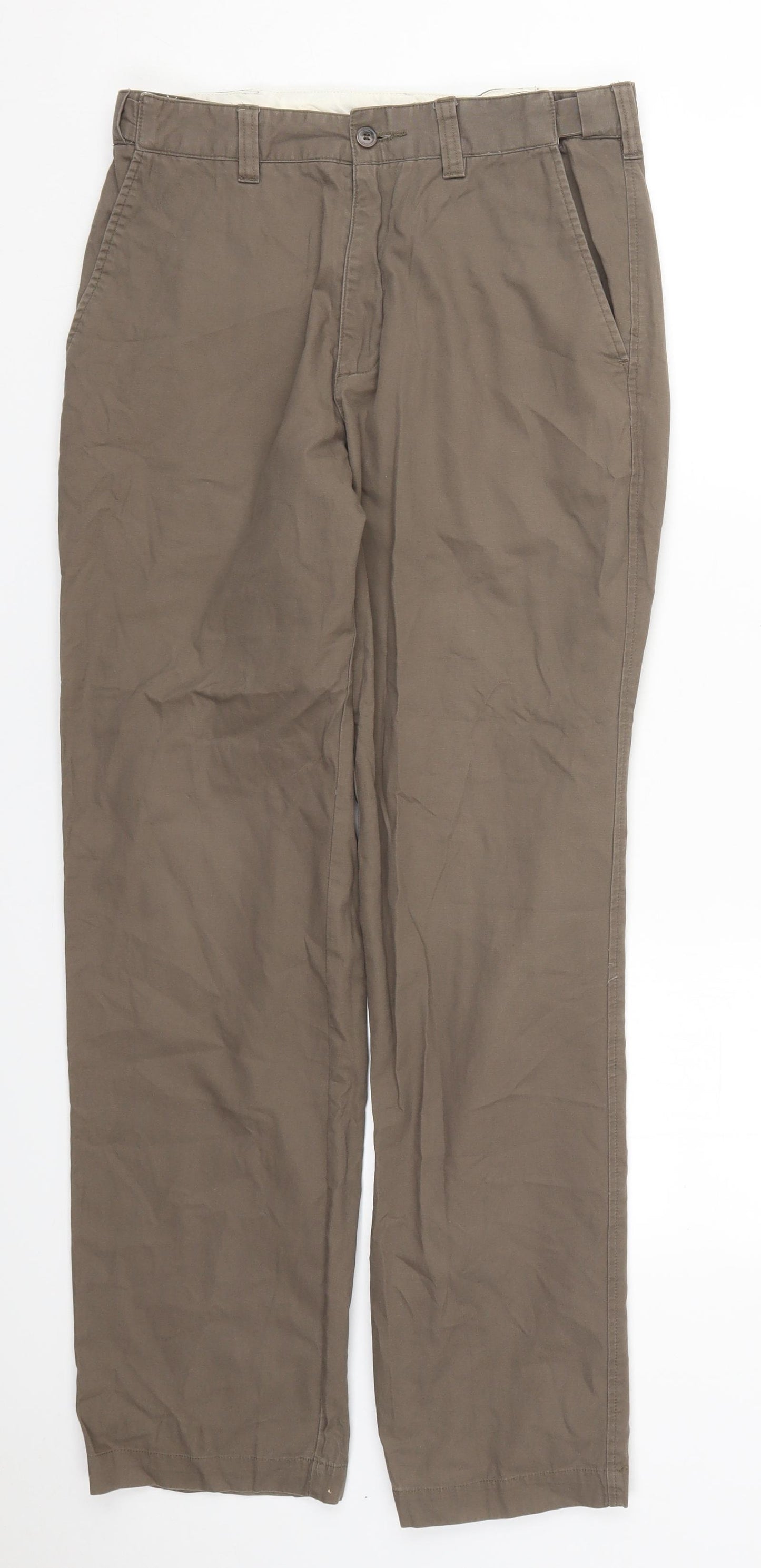 Atlantic Bay Mens Brown  Cotton Trousers  Size 30 L31 in Regular Button