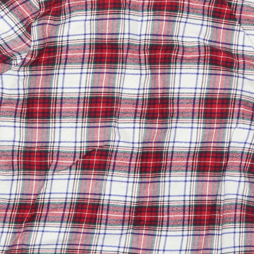 Marks and Spencer Womens Red Check Cotton Top Pyjama Top Size 8  Button