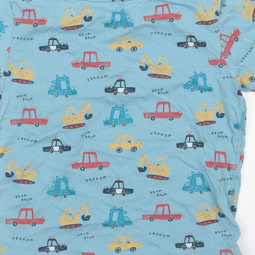 George Boys Blue  Cotton Basic T-Shirt Size 3-4 Years Crew Neck  - Car Print