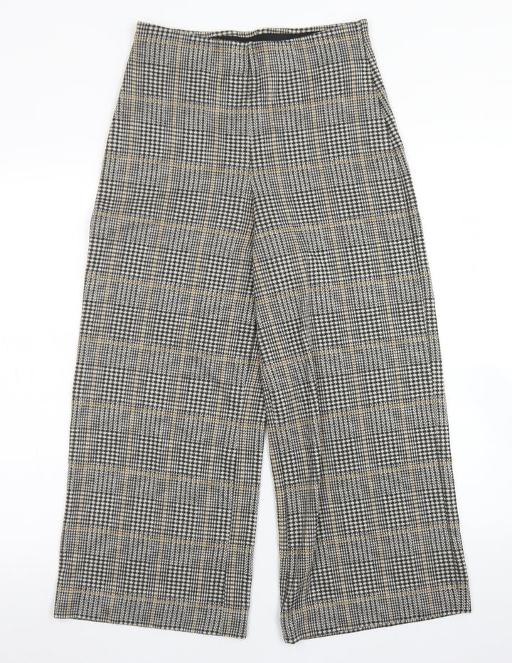 H&M Womens Brown Plaid Polyester Dress Pants Trousers Size S L24 in Regular