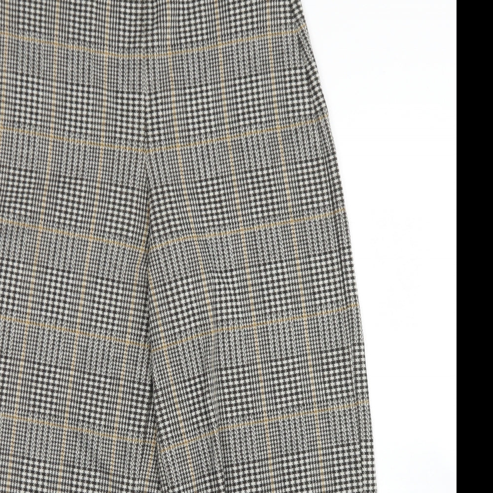 H&M Womens Brown Plaid Polyester Dress Pants Trousers Size S L24 in Regular