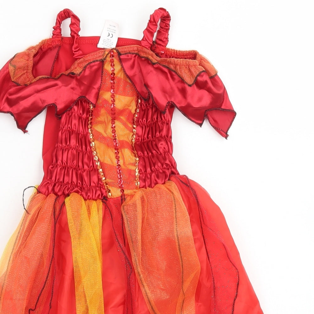 Hallow Scream Girls Red  Polyester Skater Dress  Size 3-4 Years  Square Neck  - Halloween Fancy dress Devil
