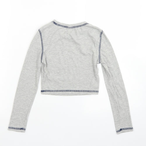 SheIn Girls Grey  Polyester Cropped T-Shirt Size 8-9 Years Crew Neck  - Los Angeles