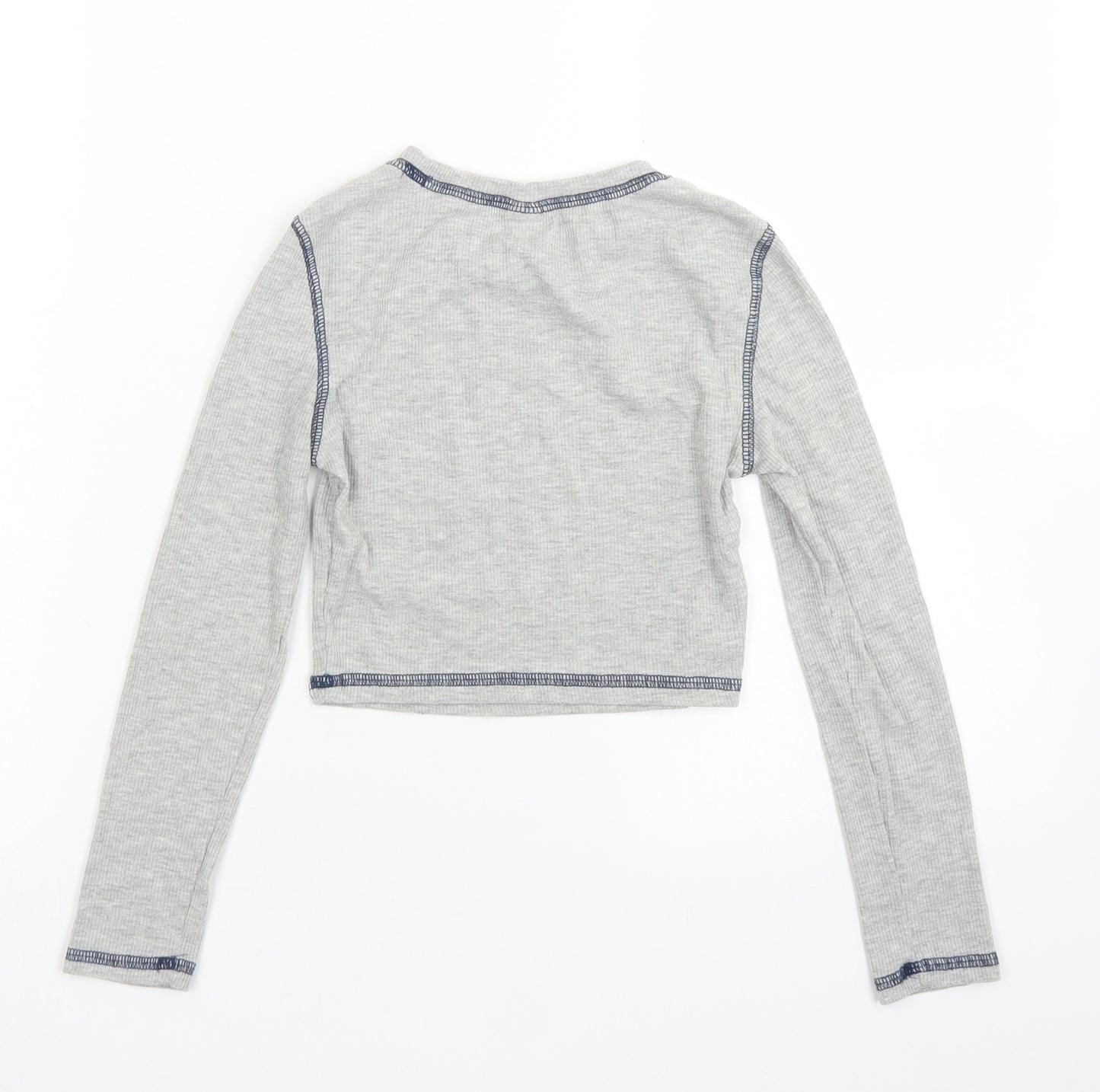 SheIn Girls Grey  Polyester Cropped T-Shirt Size 8-9 Years Crew Neck  - Los Angeles