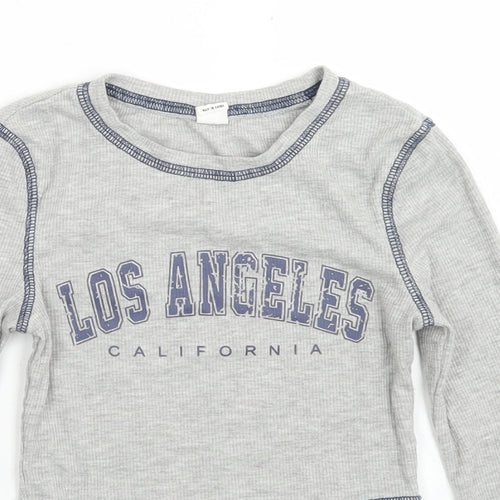SheIn Girls Grey  Polyester Cropped T-Shirt Size 8-9 Years Crew Neck  - Los Angeles