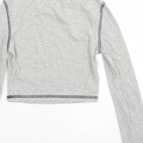 SheIn Girls Grey  Polyester Cropped T-Shirt Size 8-9 Years Crew Neck  - Los Angeles