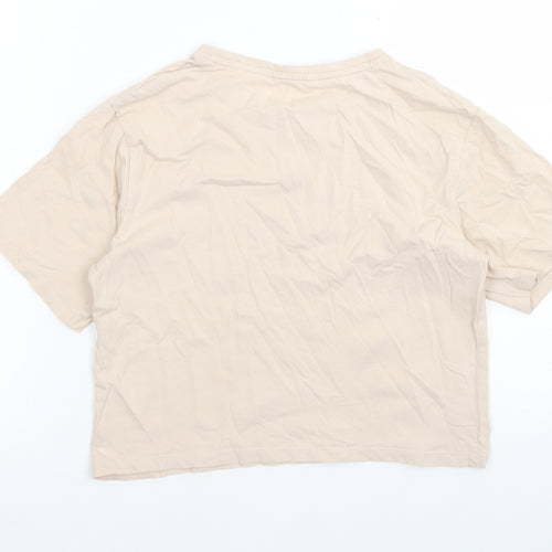 Matalan Girls Beige  Cotton Cropped T-Shirt Size 12 Years Crew Neck