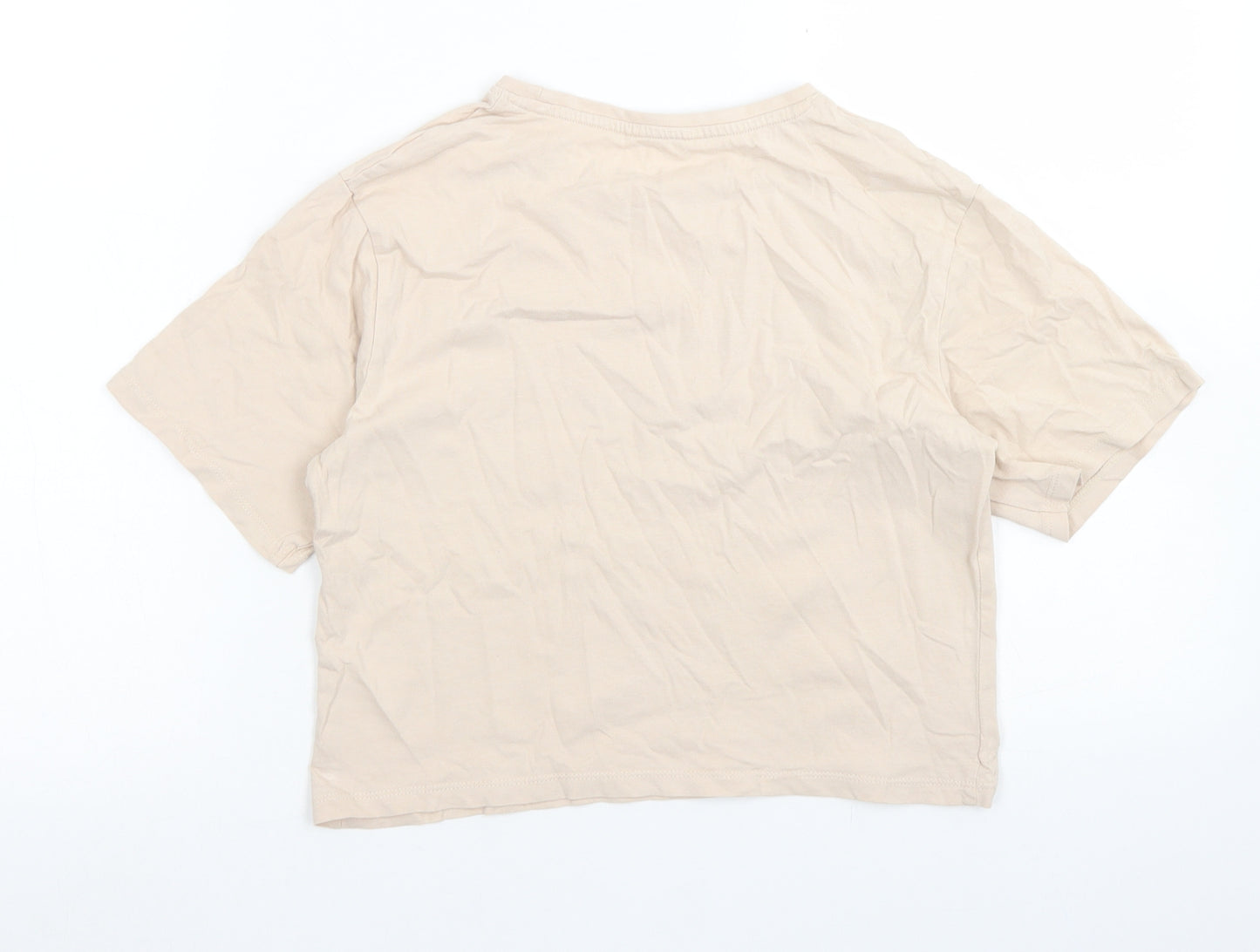 Matalan Girls Beige  Cotton Cropped T-Shirt Size 12 Years Crew Neck