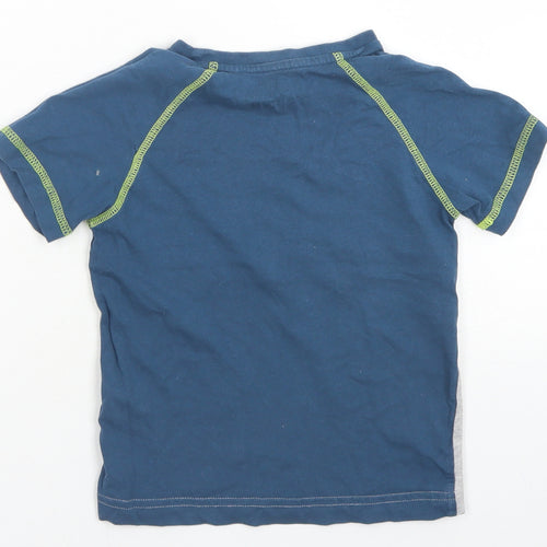Matalan Boys Blue Colourblock Cotton Basic T-Shirt Size 5 Years Crew Neck