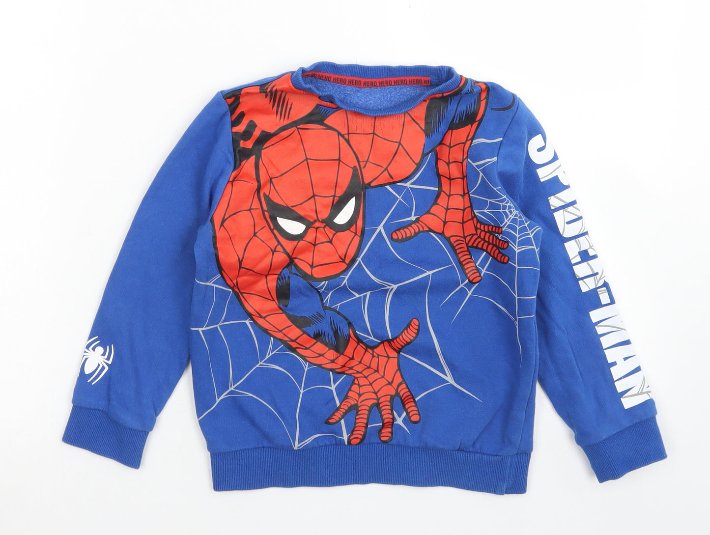 F&F Boys Blue  Cotton Pullover Sweatshirt Size 5-6 Years   - The Amazing Spider-man