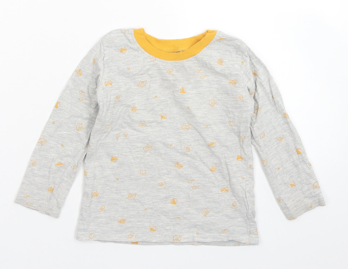 George Baby Grey Spotted Cotton Basic T-Shirt Size 18-24 Months Crew Neck