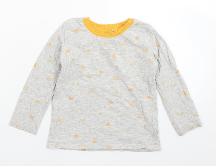 George Baby Grey Spotted Cotton Basic T-Shirt Size 18-24 Months Crew Neck
