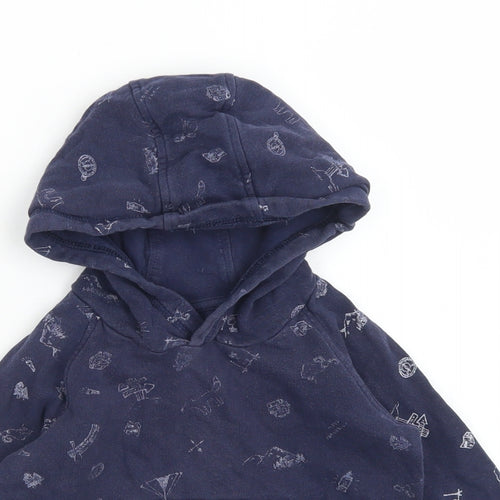 Matalan Boys Blue  Cotton Henley Hoodie Size 2-3 Years