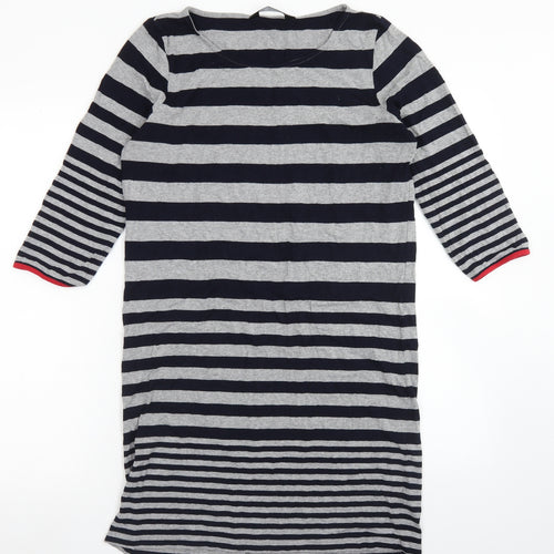 Autograph Womens Grey Striped Viscose A-Line  Size 12  Round Neck