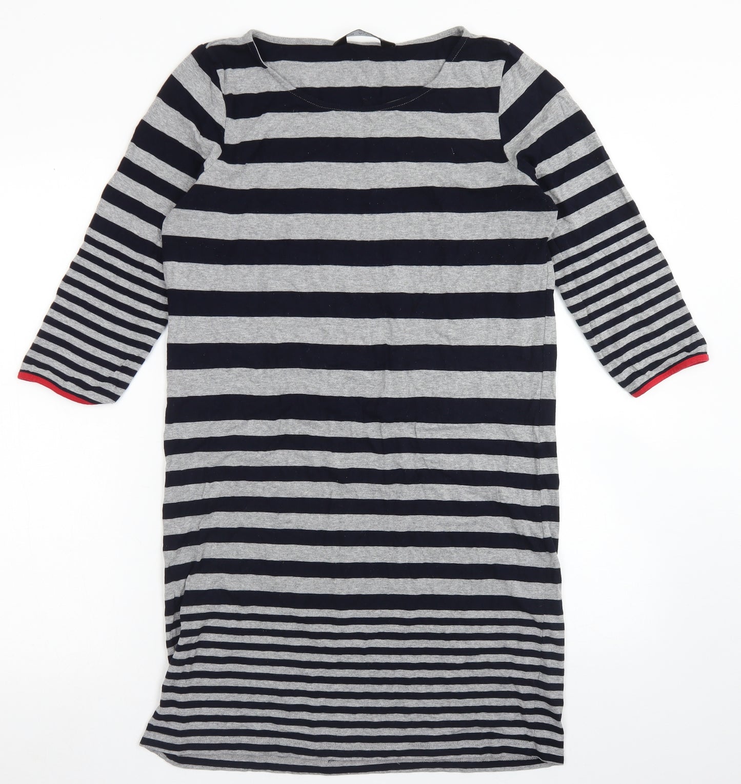 Autograph Womens Grey Striped Viscose A-Line  Size 12  Round Neck