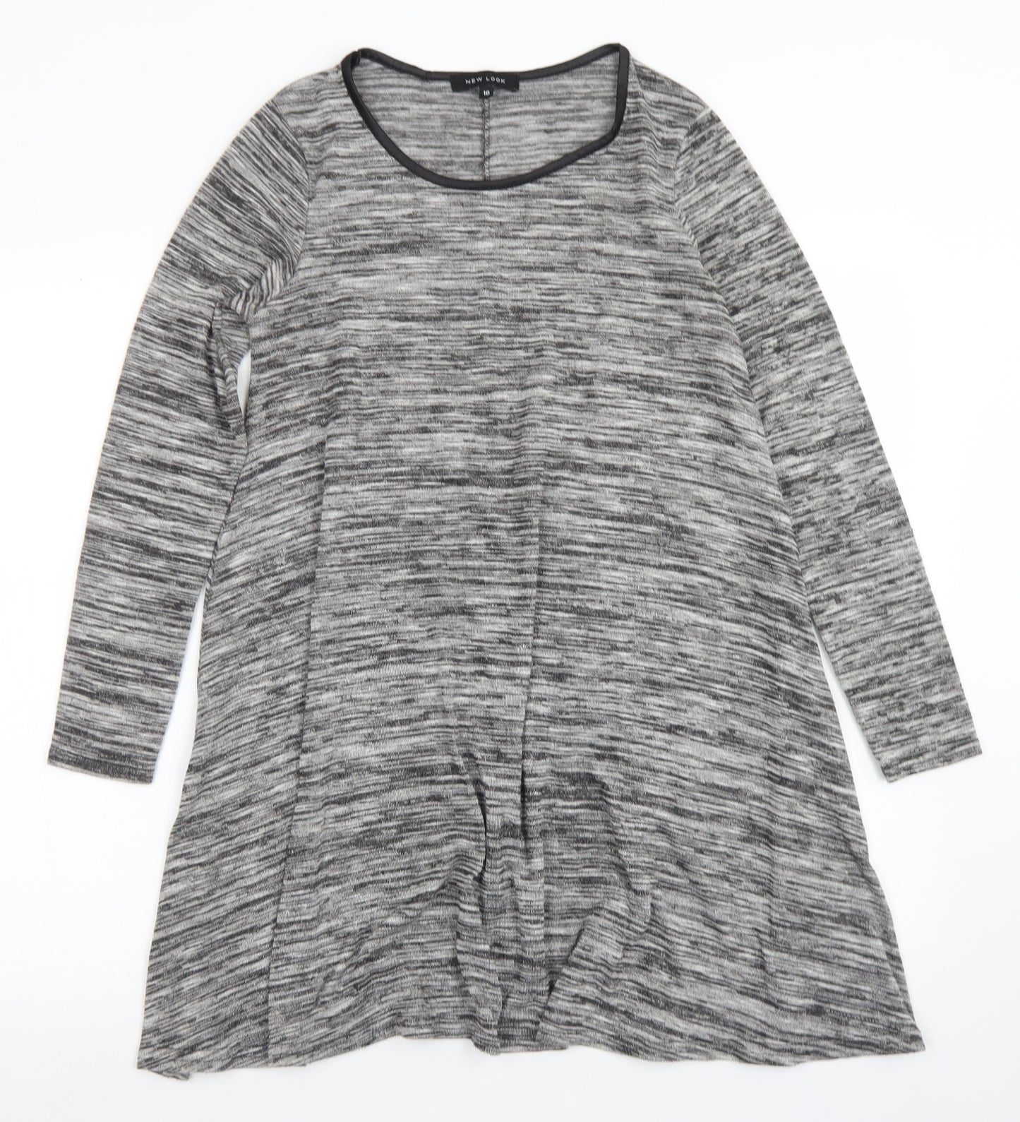 New Look Womens Grey  Viscose Trapeze & Swing  Size 10  Crew Neck