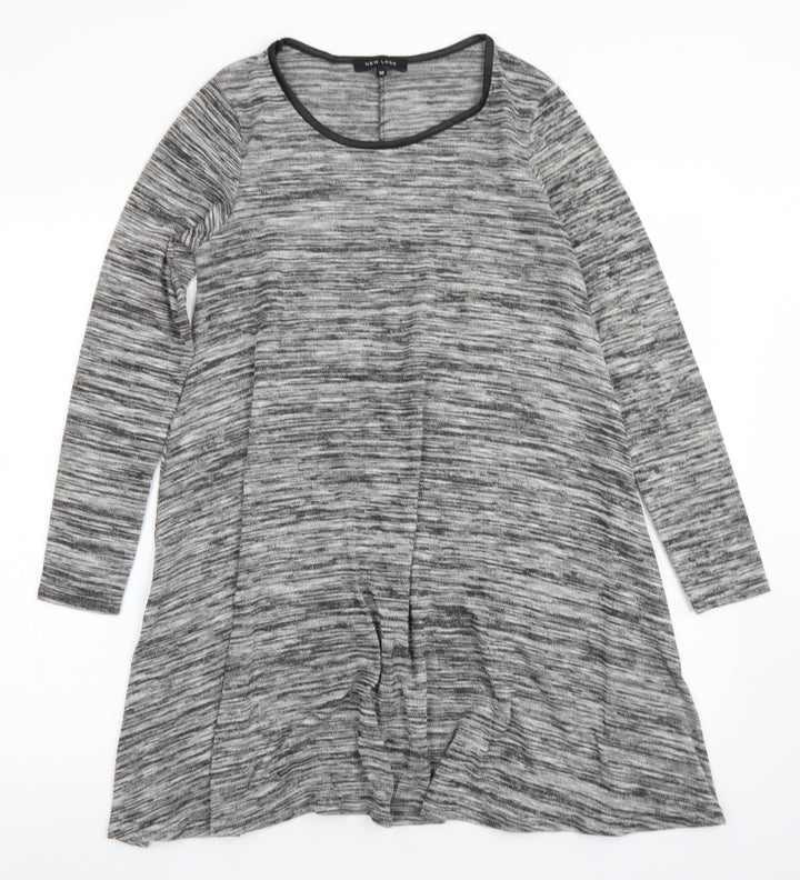 New Look Womens Grey  Viscose Trapeze & Swing  Size 10  Crew Neck