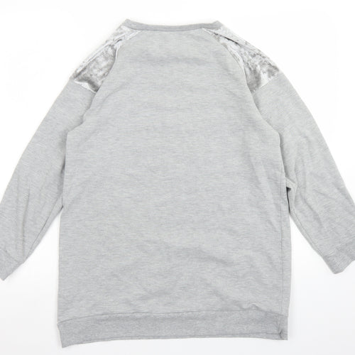 Peacocks Womens Grey  Polyester Pullover Sweatshirt Size 10