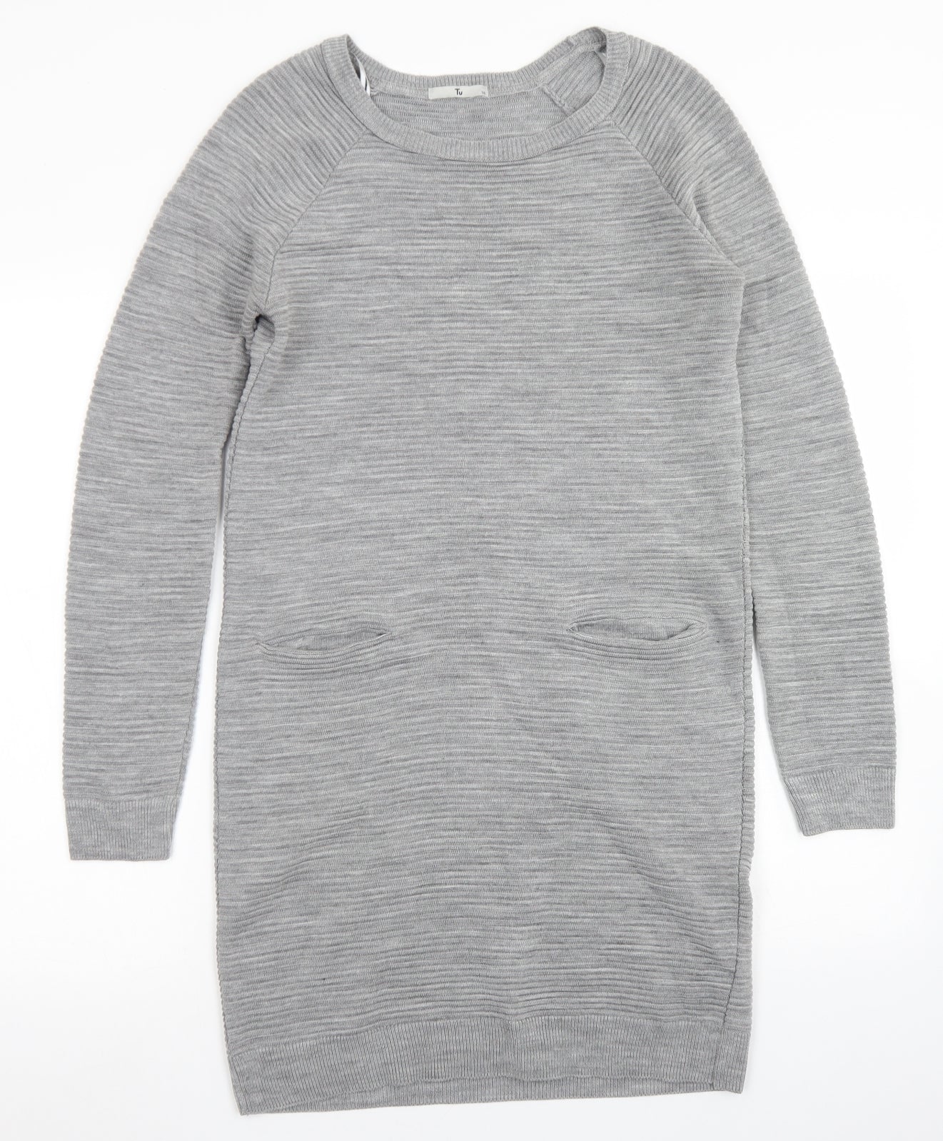 TU Womens Grey  Acrylic Jumper Dress  Size 10  Round Neck
