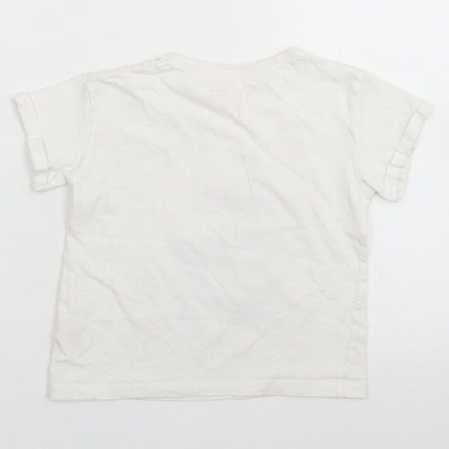 E-vie Angel Girls White  Cotton Basic T-Shirt Size 3-4 Years Crew Neck  - Poodle