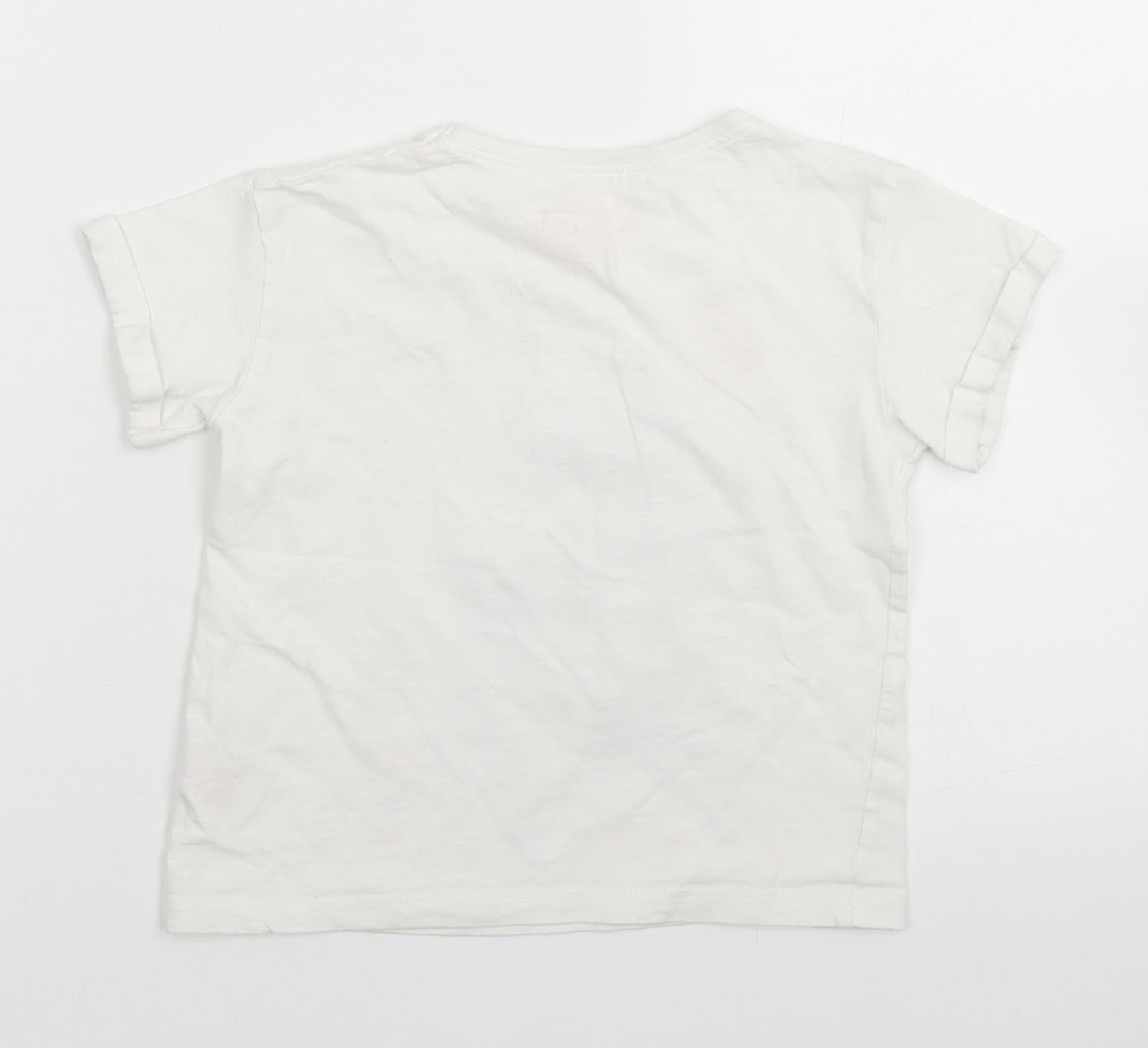 E-vie Angel Girls White  Cotton Basic T-Shirt Size 3-4 Years Crew Neck  - Poodle