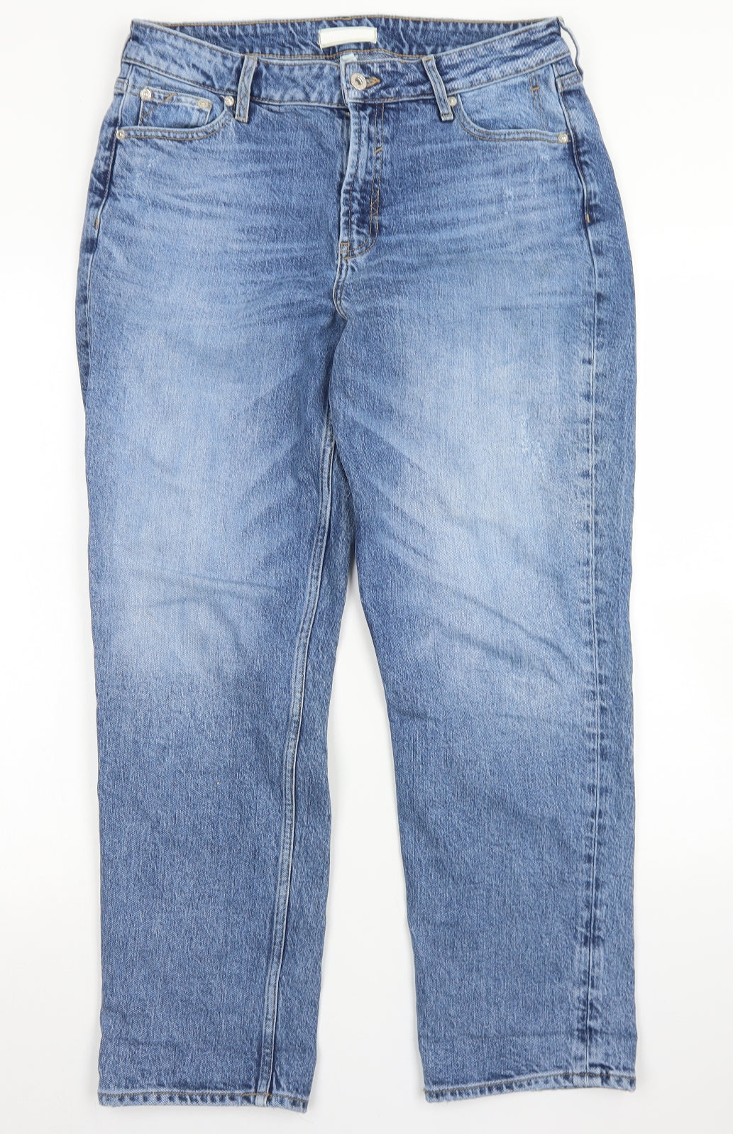 River Island Womens Blue  Cotton Straight Jeans Size 12 L27 in Regular Button