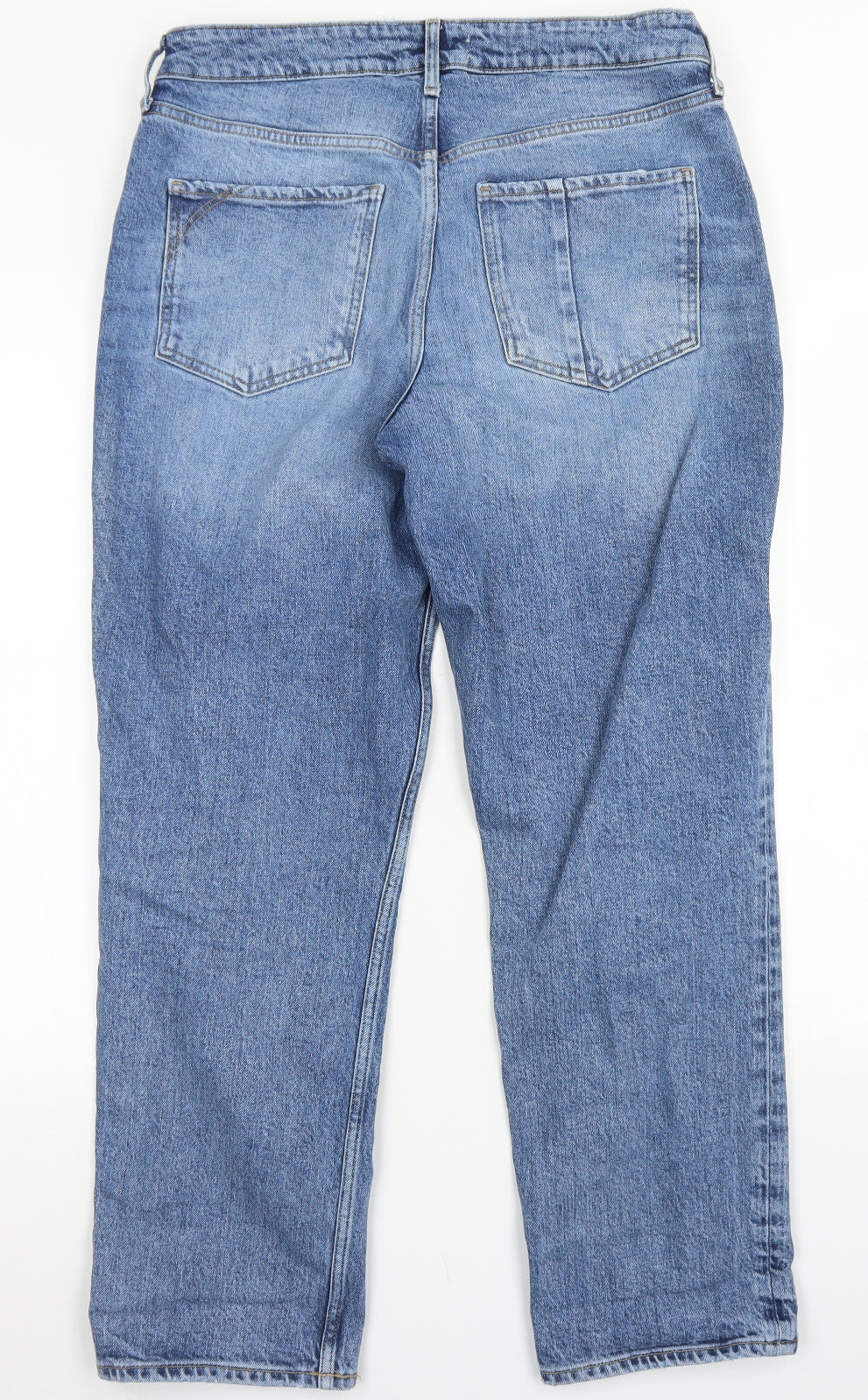 River Island Womens Blue  Cotton Straight Jeans Size 12 L27 in Regular Button