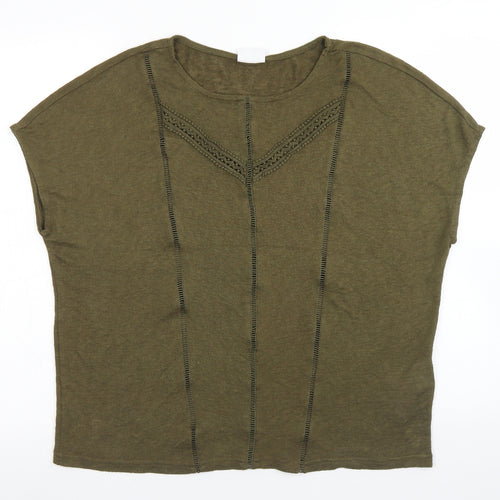 VILA Womens Green  Polyester Basic T-Shirt Size XL Round Neck