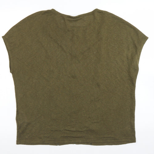 VILA Womens Green  Polyester Basic T-Shirt Size XL Round Neck