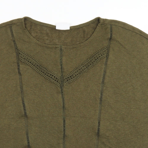VILA Womens Green  Polyester Basic T-Shirt Size XL Round Neck