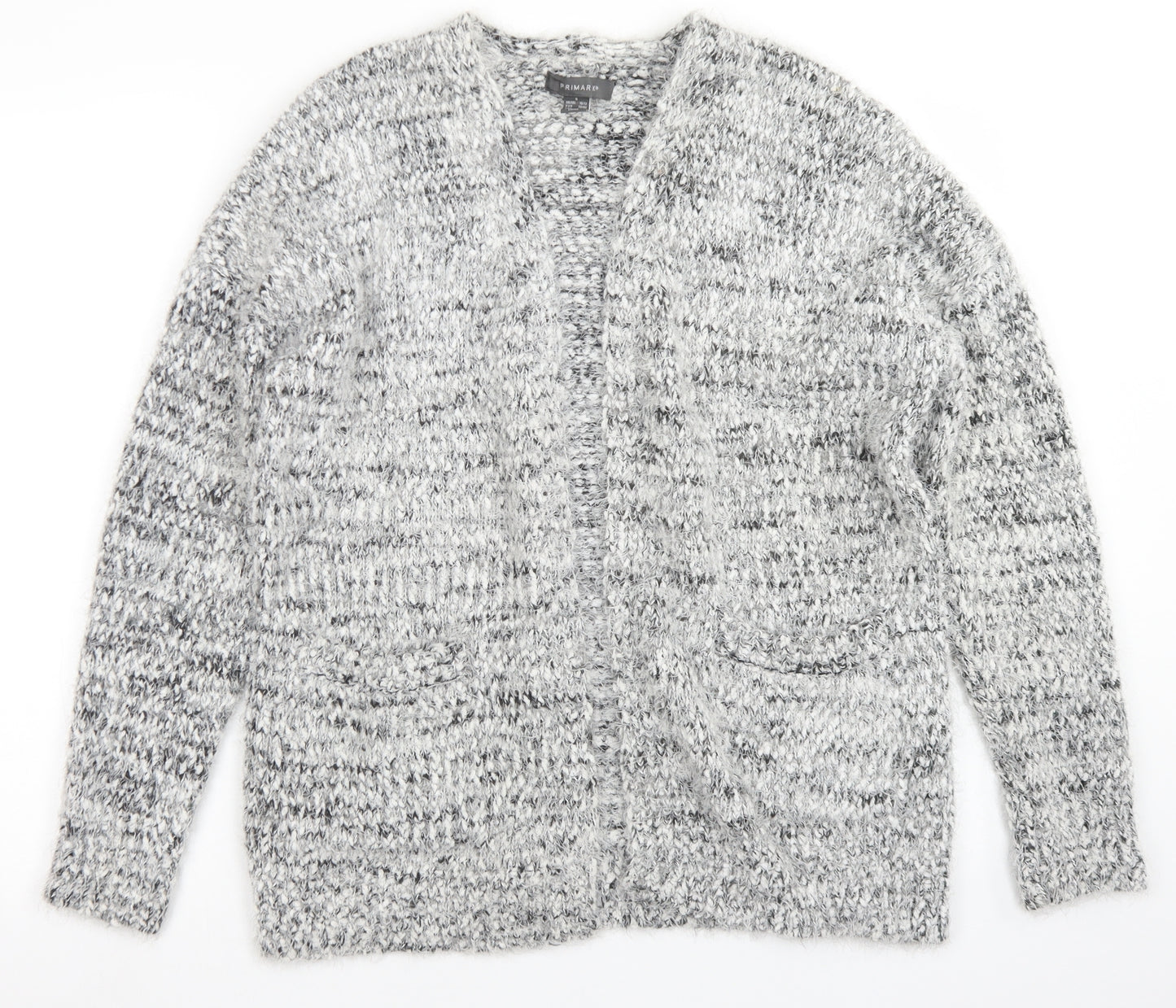 Primark Womens Grey Round Neck  Polyester Cardigan Jumper Size S