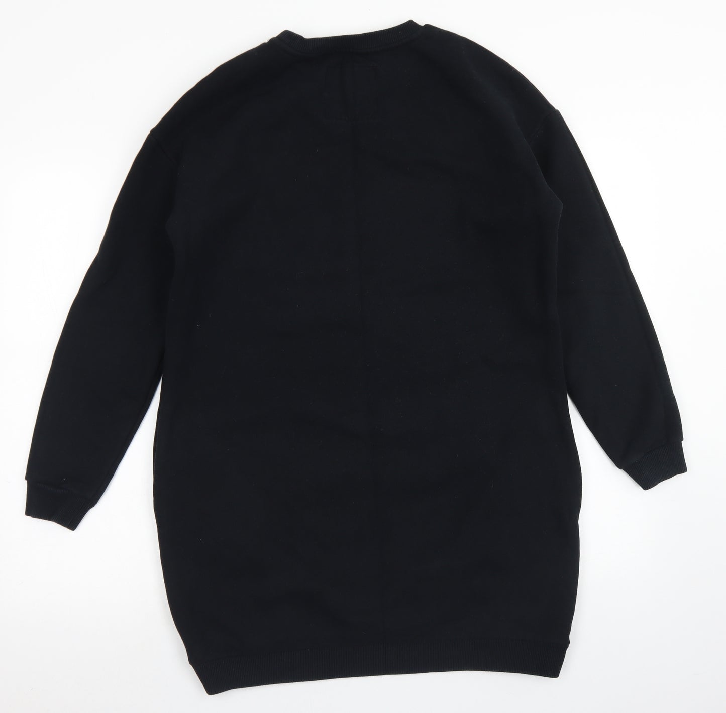 Superdry Womens Black  Cotton Jumper Dress  Size 12  Crew Neck  - Jumper Dress