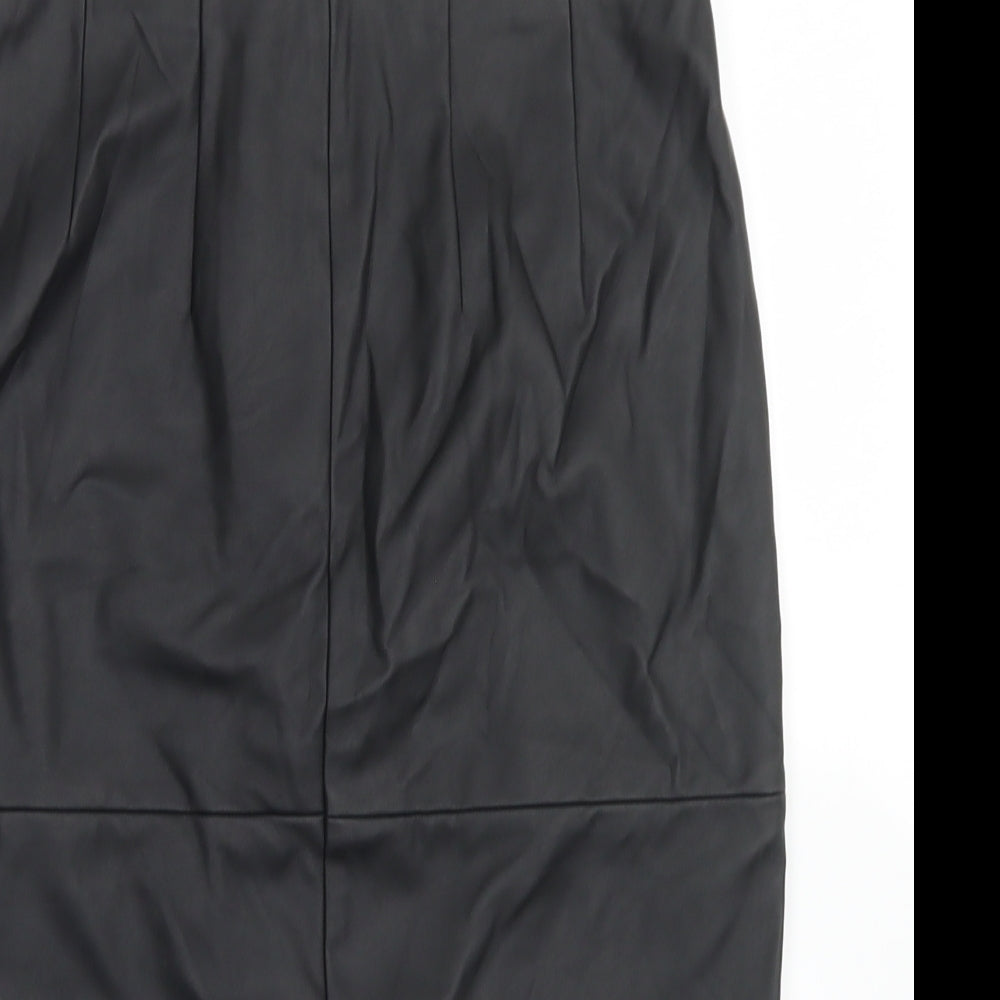 Soon Womens Black  Polyurethane Straight & Pencil Skirt Size 10   Zip