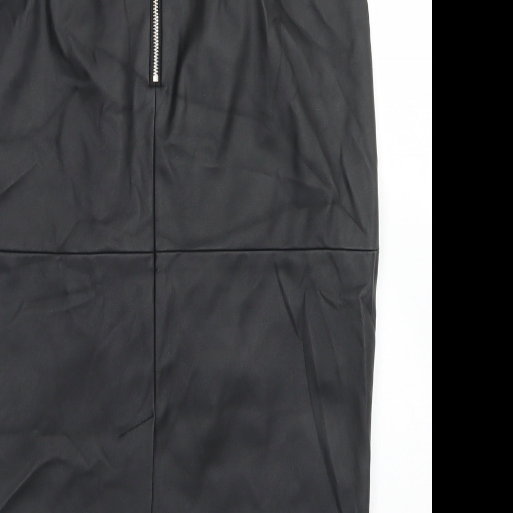 Soon Womens Black  Polyurethane Straight & Pencil Skirt Size 10   Zip
