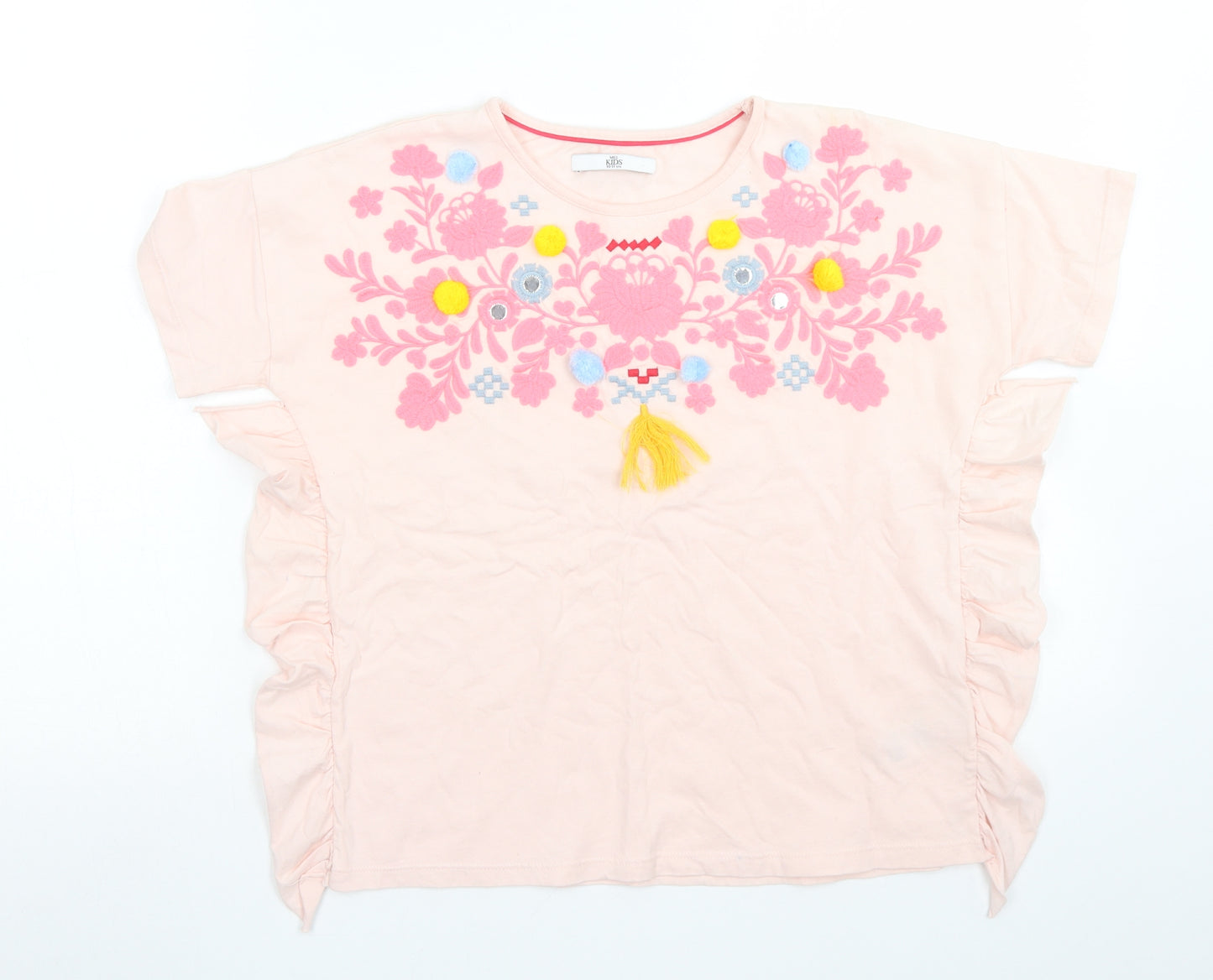 M&S Girls Pink  Cotton Basic T-Shirt Size 10-11 Years Crew Neck