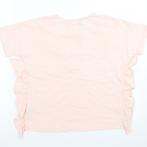 M&S Girls Pink  Cotton Basic T-Shirt Size 10-11 Years Crew Neck