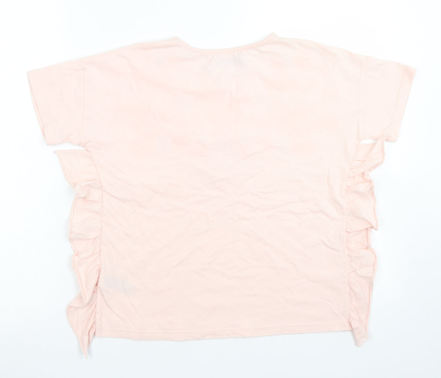 M&S Girls Pink  Cotton Basic T-Shirt Size 10-11 Years Crew Neck