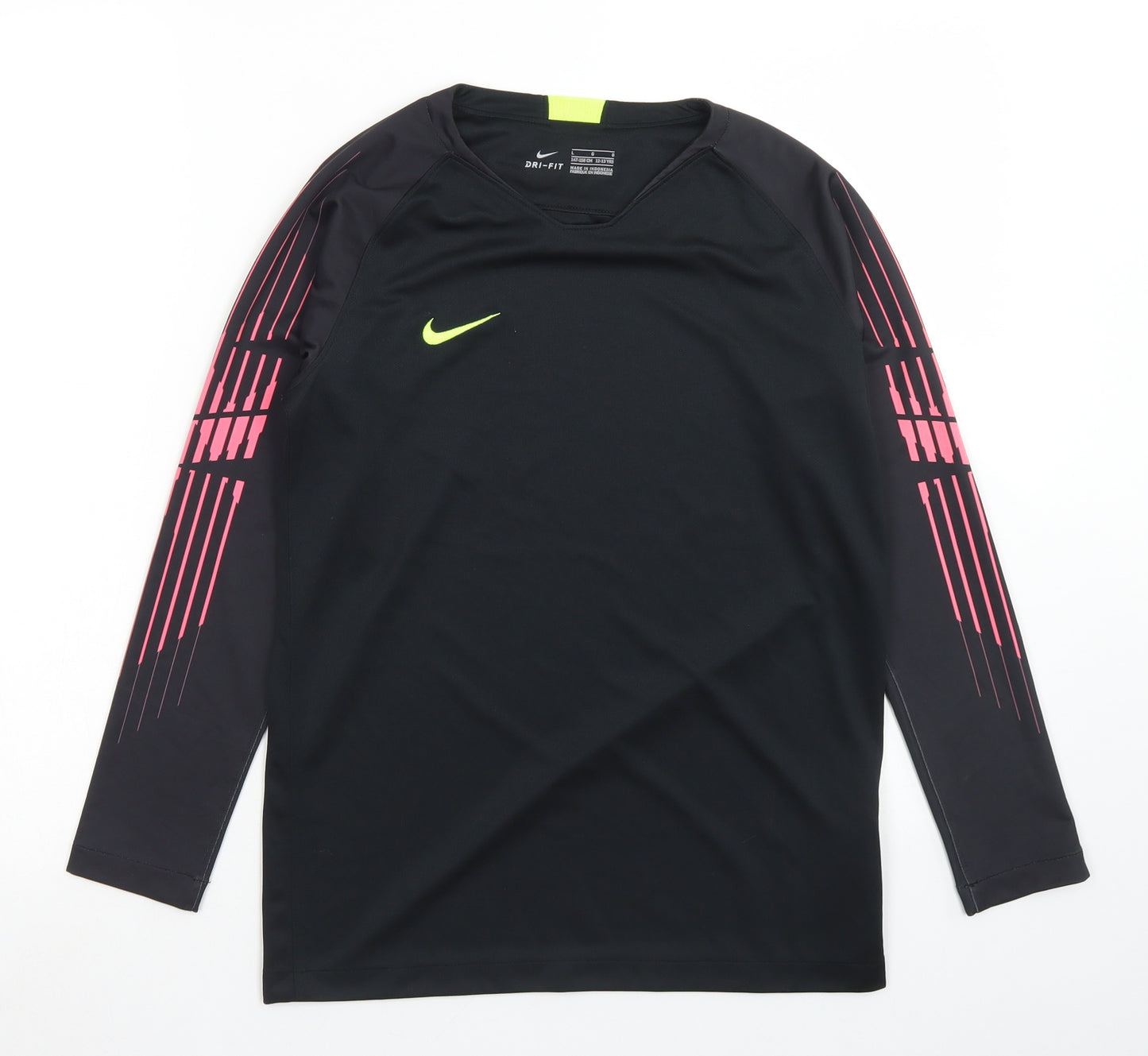 Nike Girls Black  Polyester Basic T-Shirt Size 12-13 Years Crew Neck